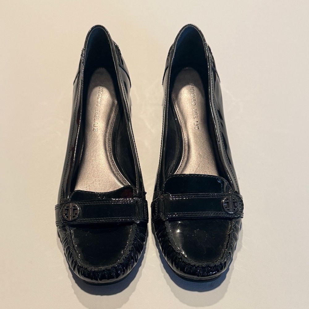 ANTONIO MELANI Black Patent Loafers